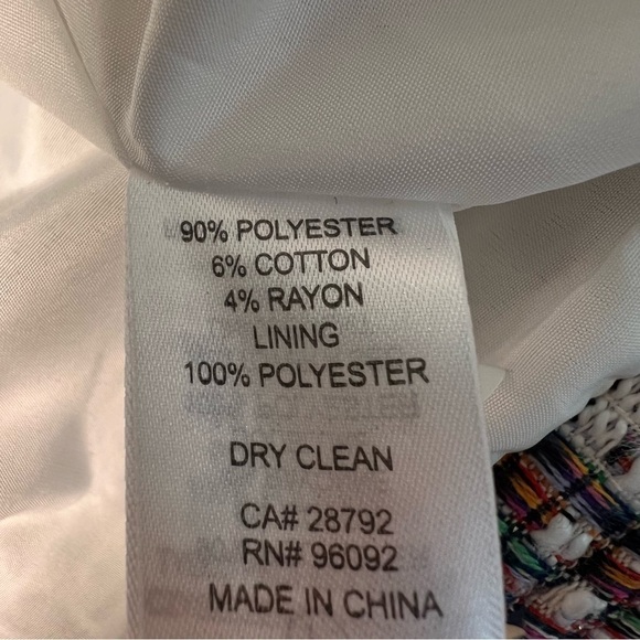 CAROLINA BELLE Montreal Crop Tweed Zip Front Multicolor Blazer Jacket Size L - Picture 16 of 16